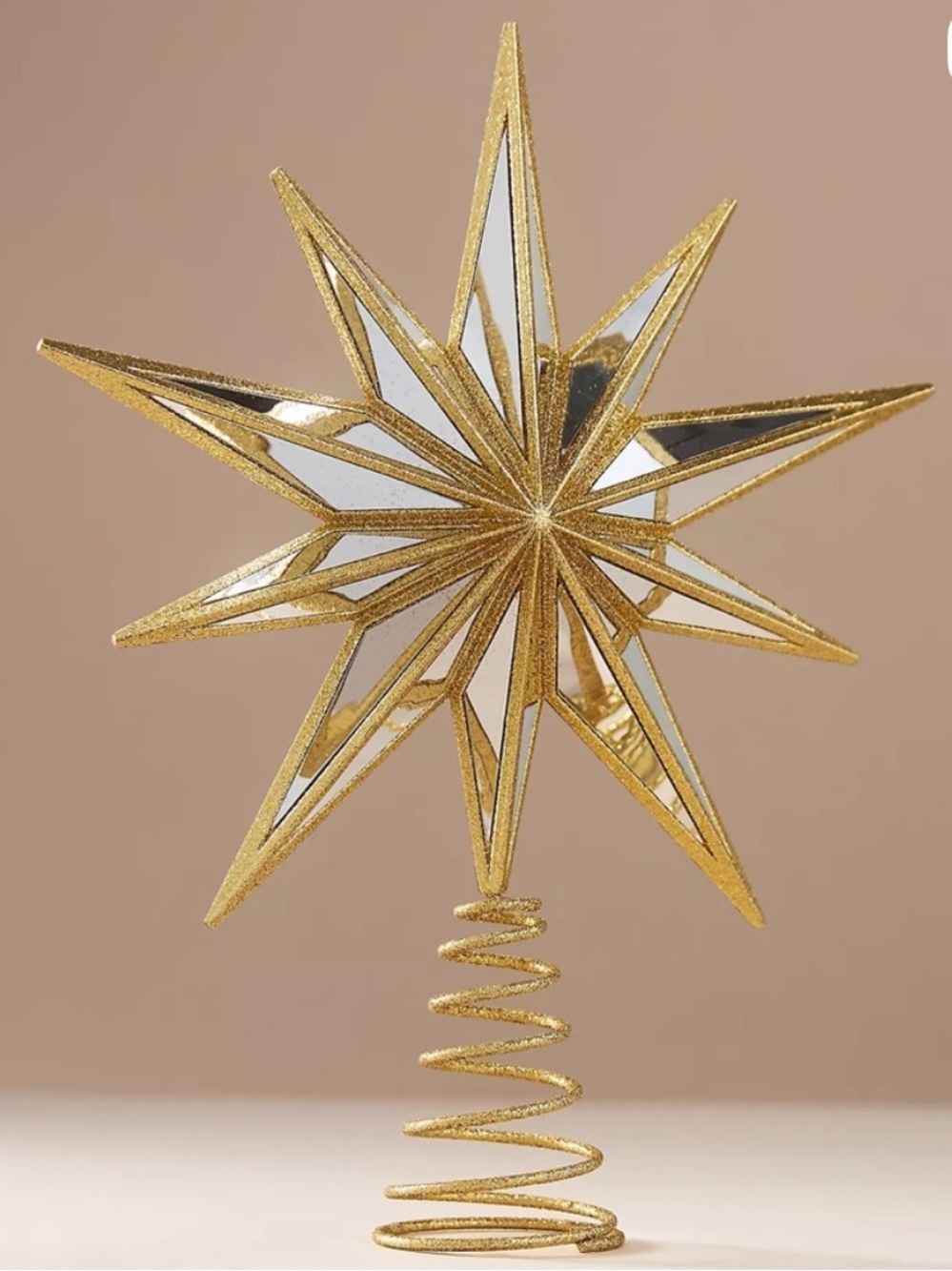 Anthropologie Gold Starburst Mirrored Tree‎ Topper